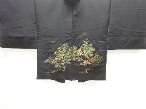 逆雲取りに屋敷風景模様織出し絵羽織